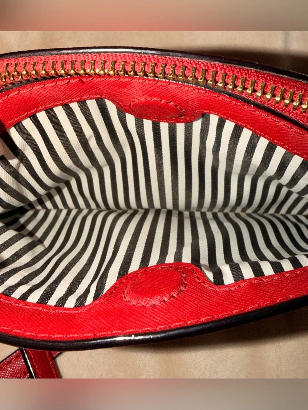 kate spade Red Saffiano Dome Crossbody with Gold Hardware
